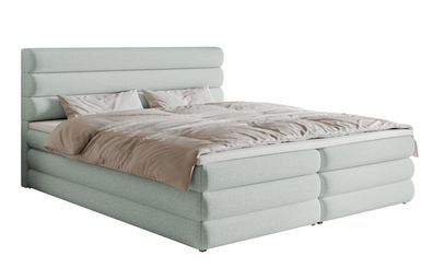 Selsey ALEGRE - Boxspringbett mit Bettkasten, Hellgrau, 140x200 cm