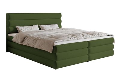 Selsey ALEGRE - Boxspringbett mit Bettkasten, Olivgrün, 140x200 cm