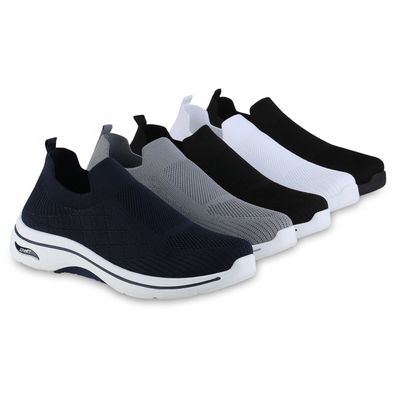 VAN HILL Herren Slip Ons Sportschuhe Sportliche Strick Profil-Sohle Schuhe 841620