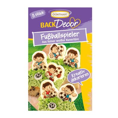 Günthart Fußballer weiße Schokolade Dekor mit Farbstoff Packung 18g