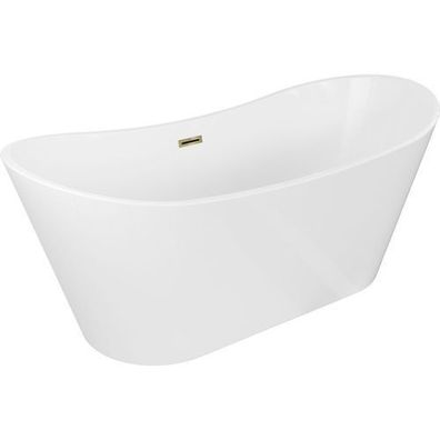 Mexen Montana freistehende Badewanne 180x90 cm, Weiß mit Goldenem Überlauf