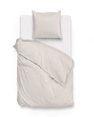 Zo! Home Mako-Satin Bettwäsche 135x200 cm Satinado uni Off-White wollweiß