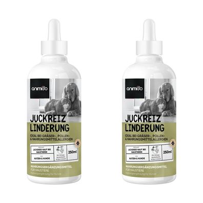 Anti Juckreiz Tropfen für Hunde & Katzen - 250ml gegen juckende - 2 Flaschen- animigo