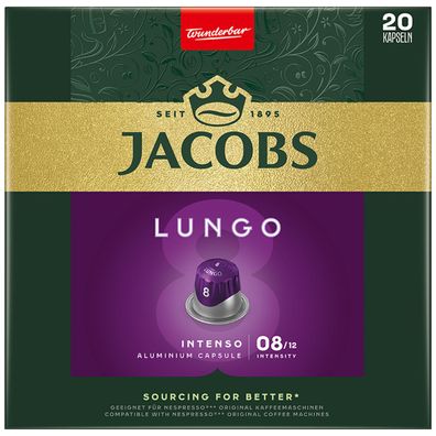 Jacobs Kapseln Lungo 8 Intenso 20 Aluminium Kapseln für Nespresso 104g