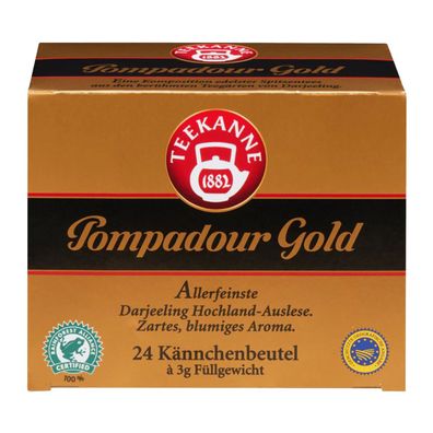 Teekanne Pompadour Gold zartes blumiges Aroma Schwarztee 72g