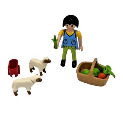 Playmobil 4765 Bäuerin bei Schäfchen-Fütterung für Bauernhof Schafherde Schaf