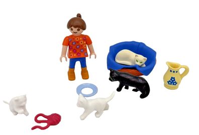 Playmobil 5126 Mädchen mit Katzenfamilie Kind Figur Tier Tiere Katze Katzen #