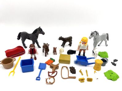 Playmobil Bauernhof Reiterhof Set mit Box viel Zubehör Figuren und Tieren Tier