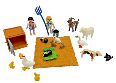 Playmobil Konvolut Tiere Bauernhof und zwei Kinder Hase Ziege Schaf Huhn Gans #