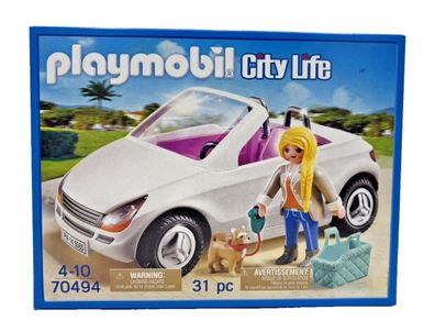 Playmobil 70494 schickes Cabrio Auto Frau mit Hund Tasche City Life Fahrzeug