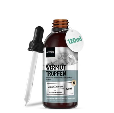 animigo Wurmkur Katzen & Hunde - 120ml Tropfen - 1+ Jahr Vorrat