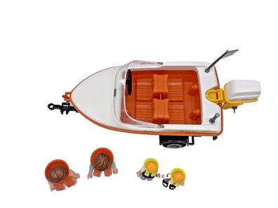 Playmobil Boot und Anhänger 4144 Family Fun Schnellboot Familie 4 Figuren PM 659