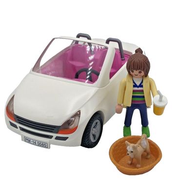 Playmobil Cabrio Auto weiß Frau Hund Chihuahua Fahrzeug City Flitzer wie 70494