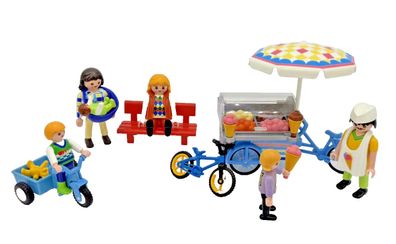 Playmobil Eiswagen im Park mit Bank Dreirad Kinder Frau mit Trage Baby Konvolut