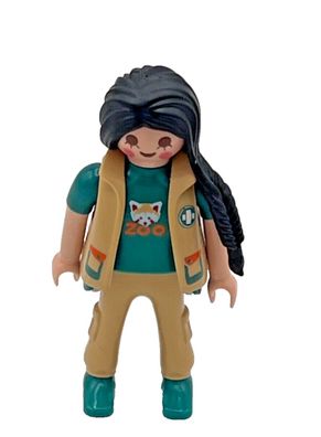 Playmobil Tierpflegerin Frau Zoo Tierpark mit Waschbär auf Shirt Wildpark Park