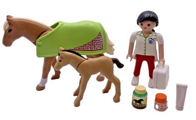 Playmobil Tierärztin Pferd und Fohlen Tierarztpraxis Reiterhof Tiere Ärztin