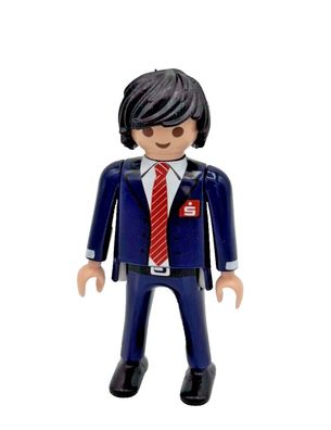 Playmobil Sparkasse Bank Bankberater Bankmitarbeiter Figur Promo dunkelblau