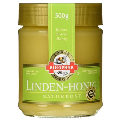 Bihophar Linden Honig Naturkost Reiner Trachthonig im Glas 500g