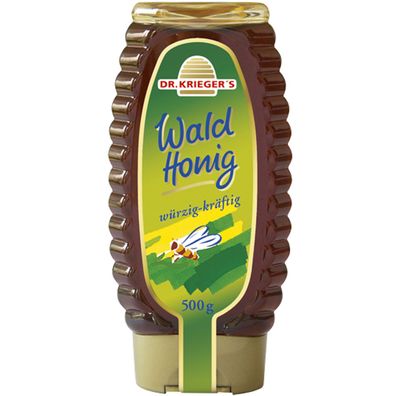 Dr. Kriegers Wald Honig würzig kräftig in der Kopfstehflasche 500g