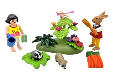 Playmobil Hase Osterhase mit Mädchen Wiese Wald Dachs Waschbär Zubehör Ostern