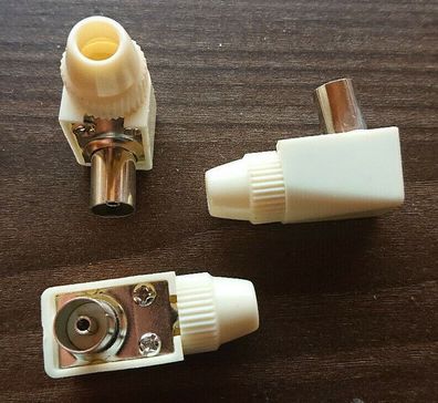 3 x Buchse Koax Antennenstecker Demontierbar Winkel Kupplung TV SAT Kabel HD