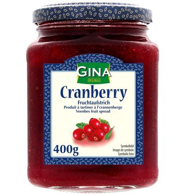 Gina Fruchtaufstrich Cranberry 400g aus Dänemark Cranberryfruchtaufstrich