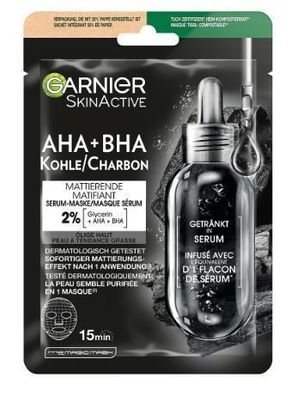 Garnier Hautaktiv Kohle Tuchmaske AHA + BHA Serum