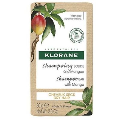 Klorane Mango Shampoo Bar für trockenes Haar, 80g