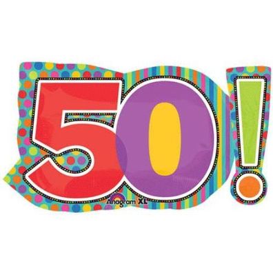 Anagram Zahlenballon 50! bunt ca 46 x 74 cm Banner