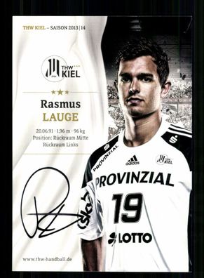 Rasmus Lauge Autogrammkarte THW Kiel 2013-14 Original Signiert + A 239956