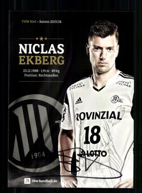 Niclas Ekberg Autogrammkarte THW Kiel 2015-16 Original Signiert + A 240002