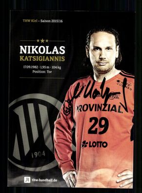 Nikolas Katsigiannis Autogrammkarte THW Kiel 2015-16 Original Signiert + A 240007