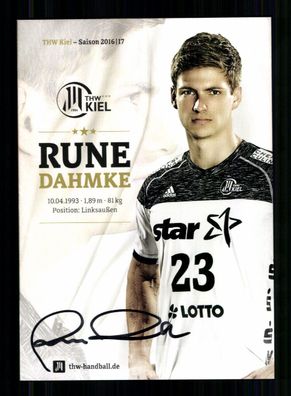 Rune Dahmke Autogrammkarte THW Kiel 2016-17 Original Signiert + A 240034