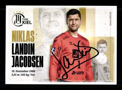 Niklas Landin Jacobsen Autogrammkarte THW Kiel 2021-22 Original Sign + A 240049