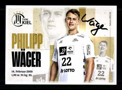 Philipp Wäger Autogrammkarte THW Kiel 2021-22 Original Signiert + A 240074