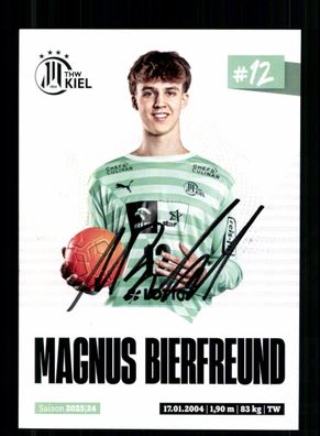 Magnus Bierfreund Autogrammkarte THW Kiel 2023-24 Original Signiert + A 240103