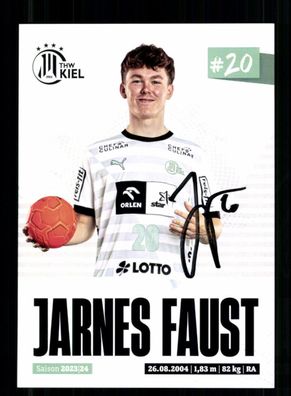 Jarnes Faust Autogrammkarte THW Kiel 2023-24 Original Signiert + A 240109