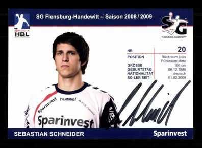 Sebastian Schneider SG Flensburg Handewitt 2008-09 Original Signiert + A 240163