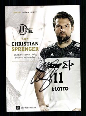 Christian Sprenger Autogrammkarte THW Kiel 2016-17 Original Signiert + A 240032