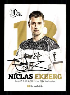 Niclas Ekberg Autogrammkarte THW Kiel 2017-18 Original Signiert + A 240039