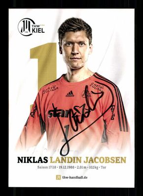 Niklas Landin Jacobsen Autogrammkarte THW Kiel 2017-18 Original Sign+ A 240040