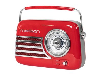 Tragbares Nostalgie Radio ''FREESOUND-VR40R'' mit Bluetooth, USB & FM 30W, rot