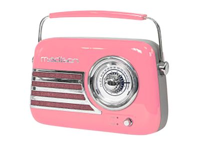 Tragbares Nostalgie Radio ''FREESOUND-VR40P'' mit Bluetooth, USB & FM 30W, pink