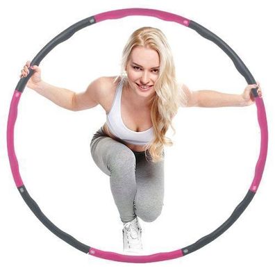 Hula Hoop Reifen mit Massagenoppen, 8 Komponenten, aus EVA-Schaum - Rosa/ Grau