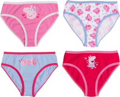 Peppa Pig Unterhose aus Baumwolle für Mädchen – 4er Pack Kinder Slip Unterwäsche