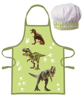 Dino Küchenset für Kinder – Schürze und Mütze für kleine Dino-Fans