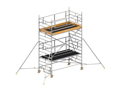 Layher Rollgeruest Uni Breit P2 Safety Plus mit Doppelgelaender und ausziehbaren Ger
