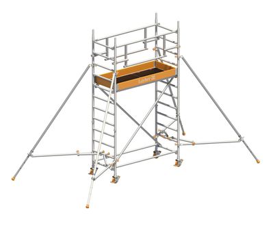 Layher Rollgeruest Uni Leicht P2 Safety Plus mit Doppelgelaender und ausziehbaren Ge