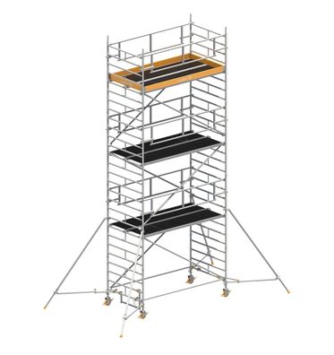 Layher Rollgeruest Uni Breit P2 Safety Plus mit Doppelgelaender und ausziehbaren Ger