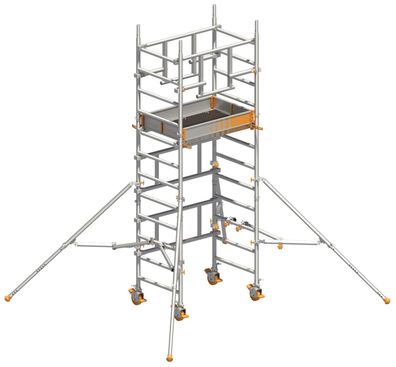 Layher Rollgeruest Solotower mit dem Sicherheitsaufbau P2 Safety Plus 4,15m AH